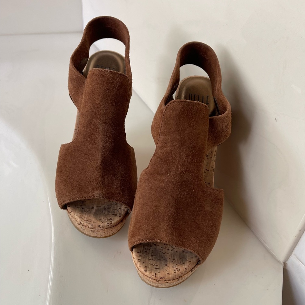 Brown suede wedges
